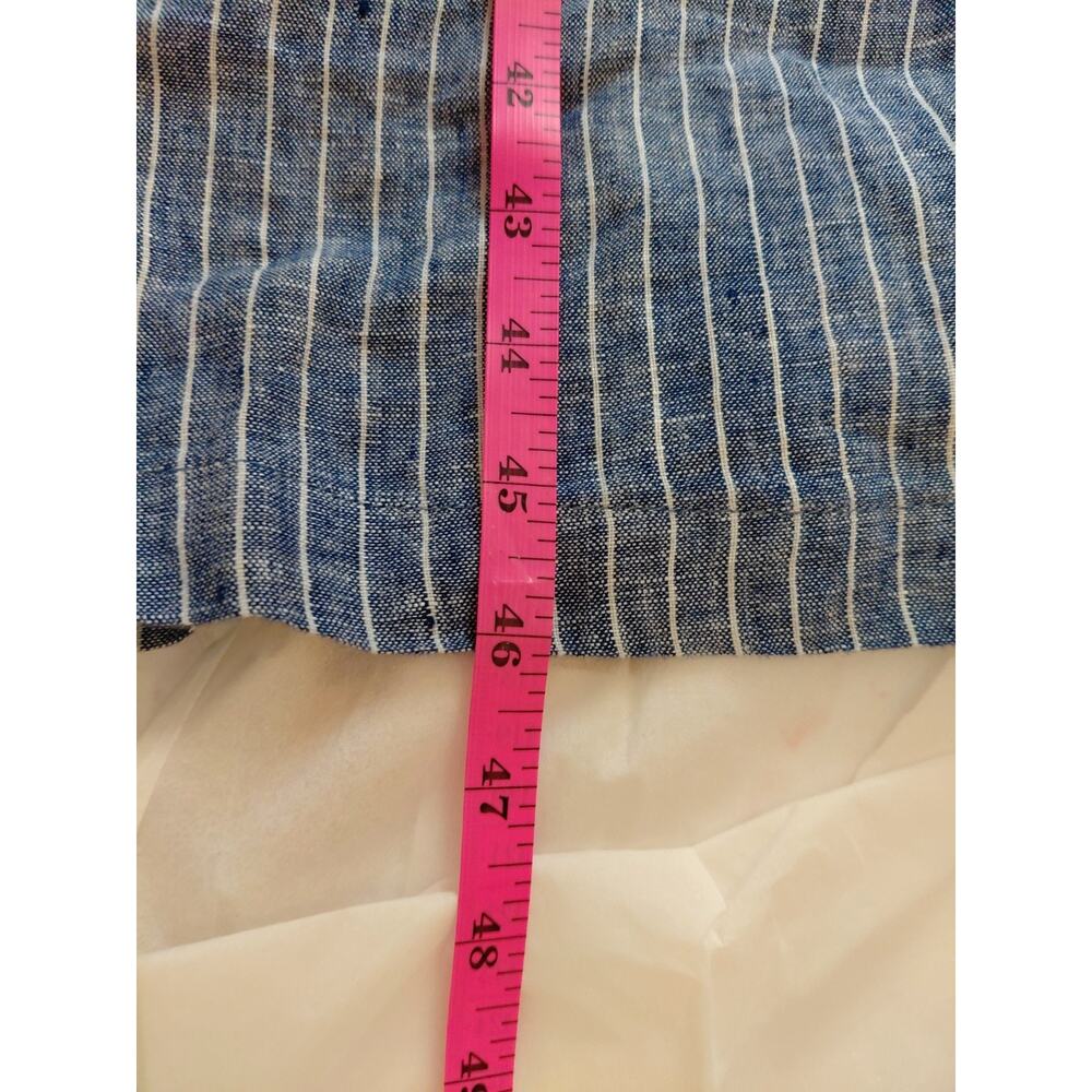 Quince European Linen Button Front Midi Dress Chambray Stripe Size L Coastal NWT - Picture 14 of 14